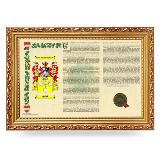 Malak Armorial Landscape Framed - Gold