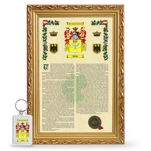 Mieles Framed Armorial History and Keychain - Gold