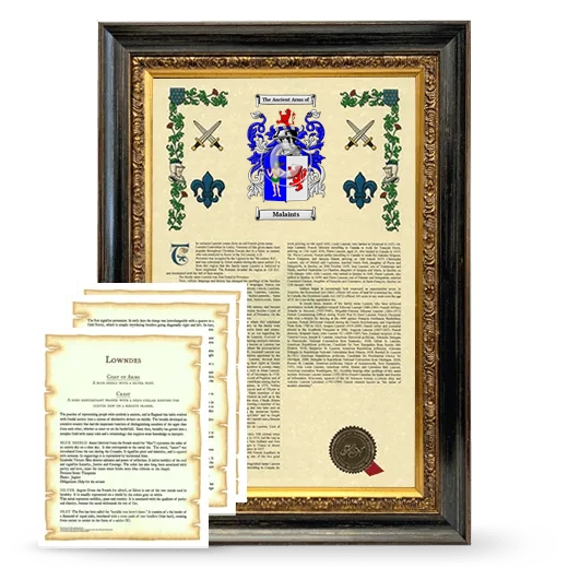 Malaints Framed Armorial History and Symbolism - Heirloom