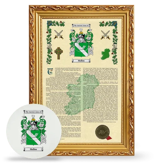 Mallon Framed Armorial History and Mouse Pad - Gold