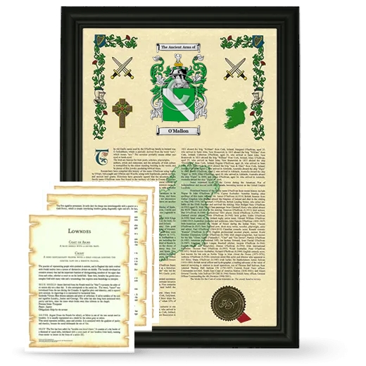 O'Mallon Framed Armorial History and Symbolism - Black