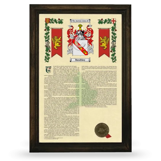 Mawltbey Armorial History Framed - Brown