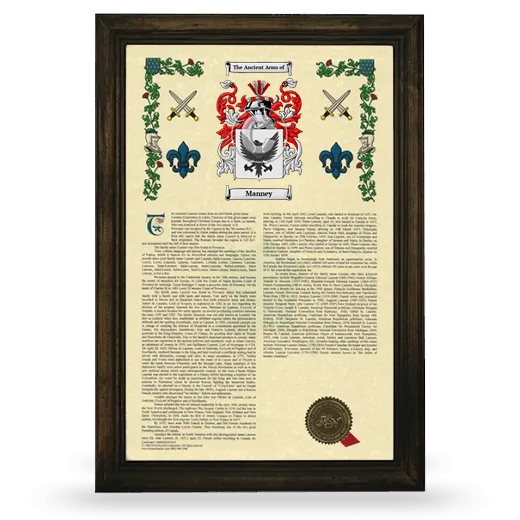 Manney Armorial History Framed - Brown