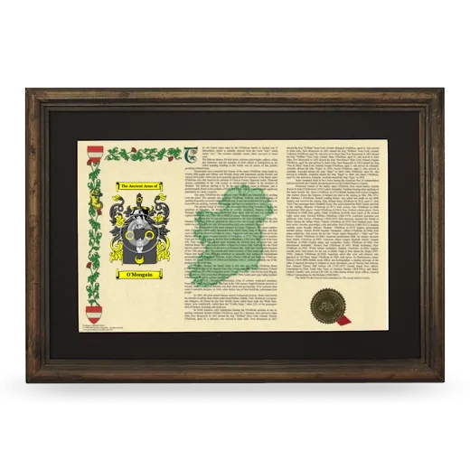 O'Mongain Deluxe Armorial Landscape Framed - Brown