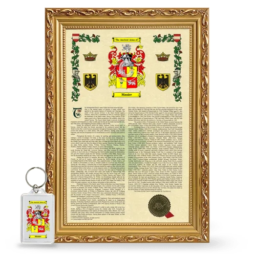 Manire Framed Armorial History and Keychain - Gold