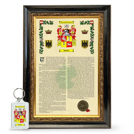 Manner Framed Armorial History and Keychain - Heirloom