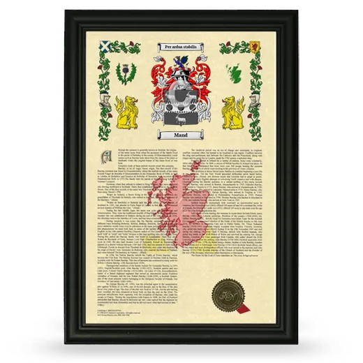 Mand Armorial History Framed - Black