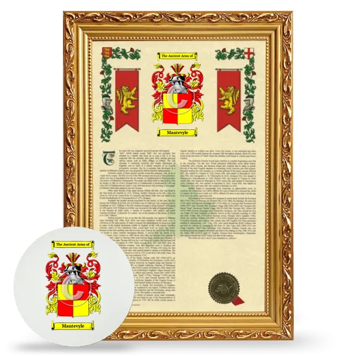 Mantevyle Framed Armorial History and Mouse Pad - Gold