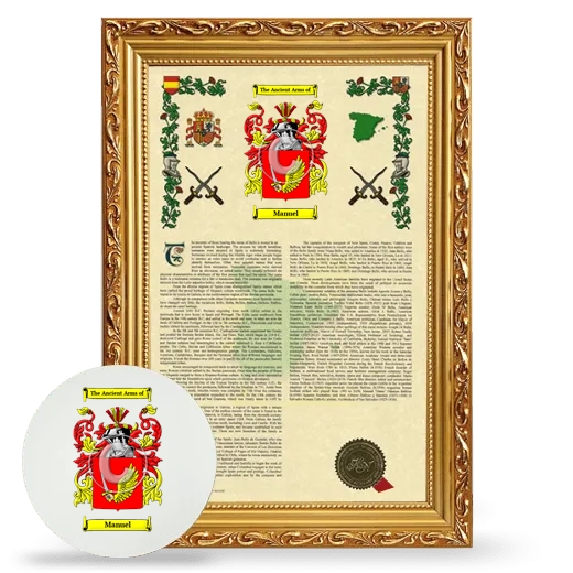 Manuel Framed Armorial History and Mouse Pad - Gold