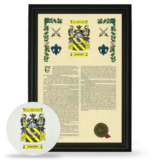 Lemarches Framed Armorial History and Mouse Pad - Black