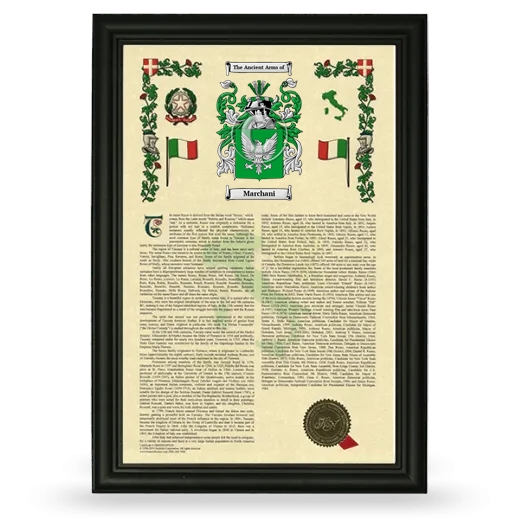 Marchani Armorial History Framed - Black