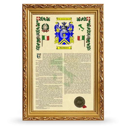 Marchisotto Armorial History Framed - Gold