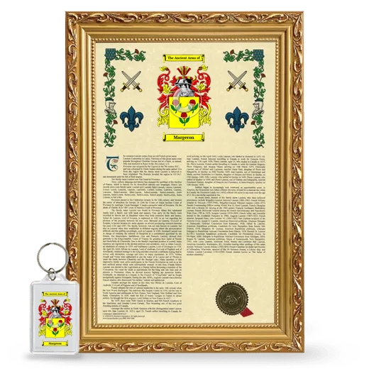 Margeron Framed Armorial History and Keychain - Gold