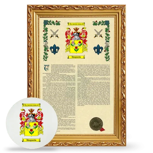 Marguerin Framed Armorial History and Mouse Pad - Gold