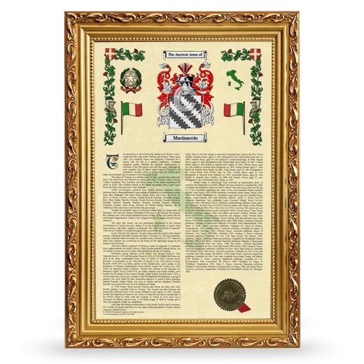 Marinaccio Armorial History Framed - Gold