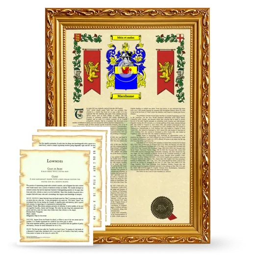 Marshume Framed Armorial History and Symbolism - Gold