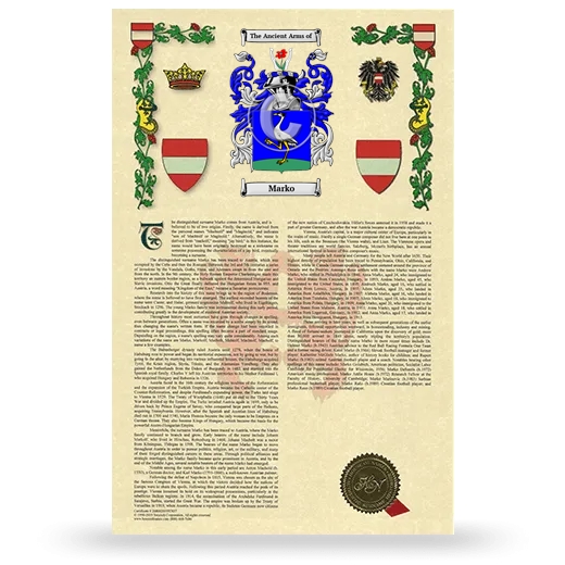 Marko Armorial History with Coat of Arms