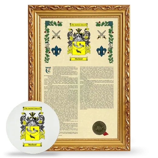 Marlaud Framed Armorial History and Mouse Pad - Gold