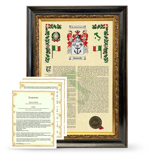 Marincella Framed Armorial History and Symbolism - Heirloom