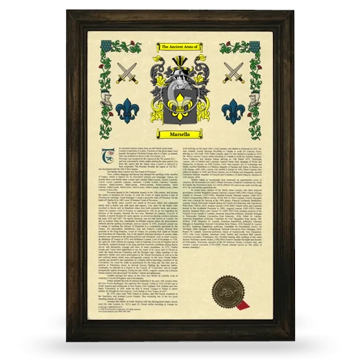 Marsella Armorial History Framed - Brown