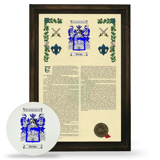 Martign Framed Armorial History and Mouse Pad - Brown