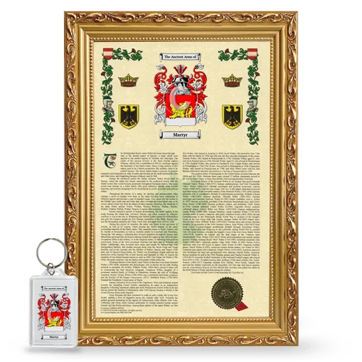 Martyr Framed Armorial History and Keychain - Gold