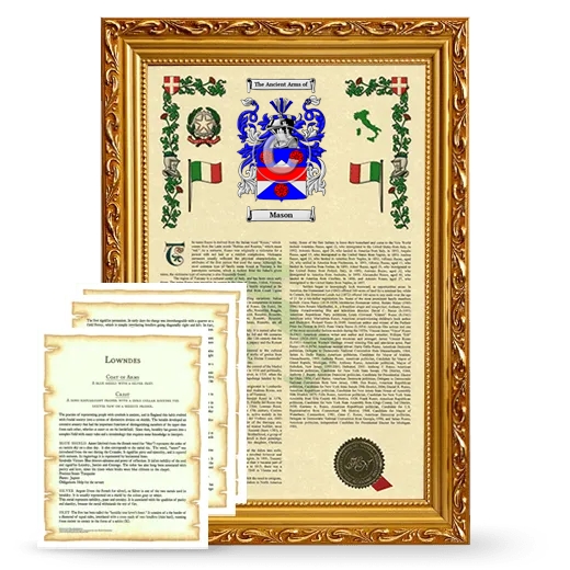 Mason Framed Armorial History and Symbolism - Gold