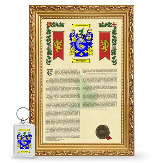 Masingbert Framed Armorial History and Keychain - Gold