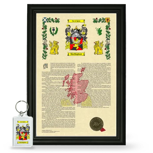 MacMaghent Framed Armorial History and Keychain - Black