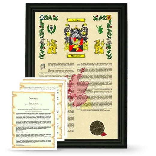 Mattheson Framed Armorial History and Symbolism - Black