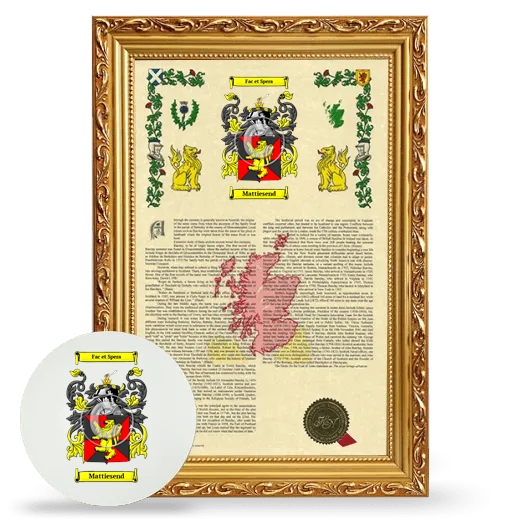Mattiesend Framed Armorial History and Mouse Pad - Gold