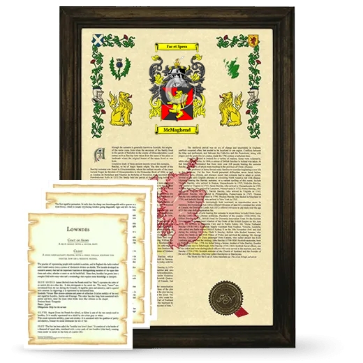 McMaghend Framed Armorial History and Symbolism - Brown