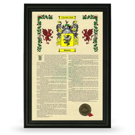 Matews Armorial History Framed - Black