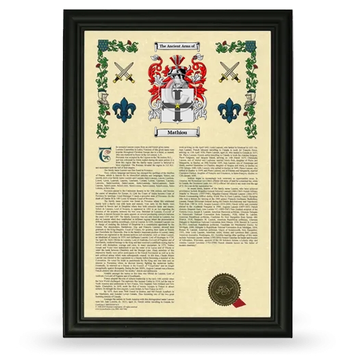 Mathiou Armorial History Framed - Black