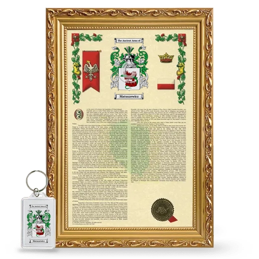 Matuszewicz Framed Armorial History and Keychain - Gold