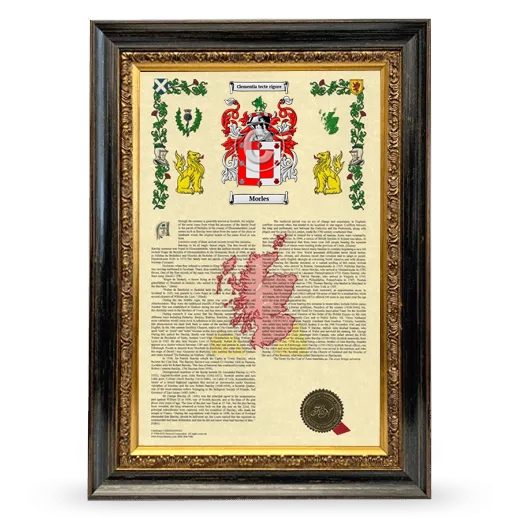 Morles Armorial History Framed - Heirloom