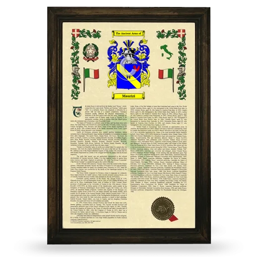 Maurizi Armorial History Framed - Brown