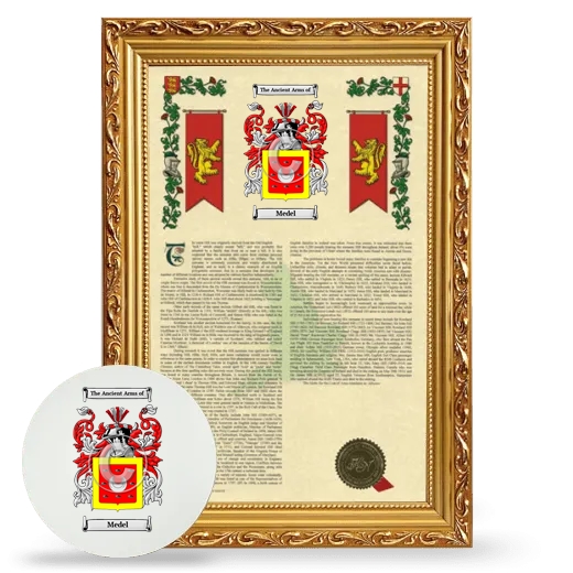 Medel Framed Armorial History and Mouse Pad - Gold