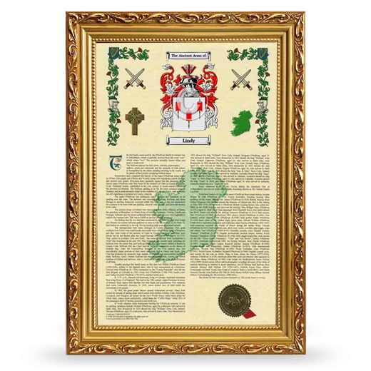 Lindy Armorial History Framed - Gold