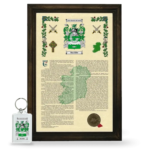 MacAbbe Framed Armorial History and Keychain - Brown