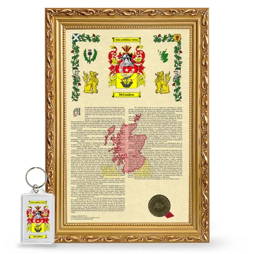 McCanless Framed Armorial History and Keychain - Gold
