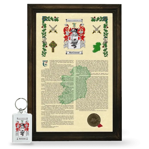 MacCrosend Framed Armorial History and Keychain - Brown