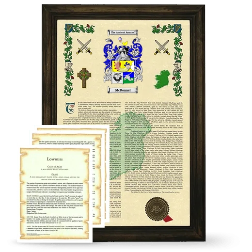 McDonnel Framed Armorial History and Symbolism - Brown