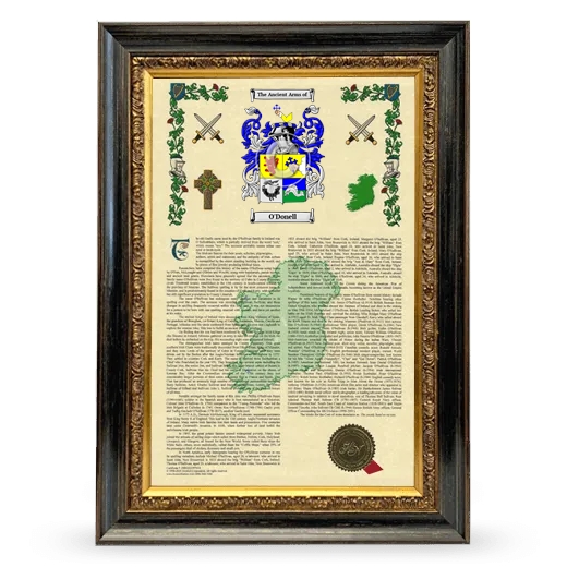 O'Donell Armorial History Framed - Heirloom