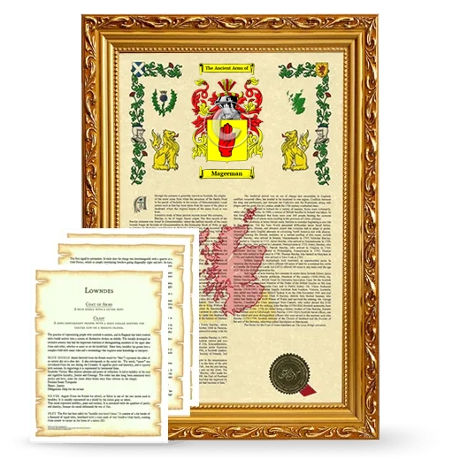 Mageeman Framed Armorial History and Symbolism - Gold