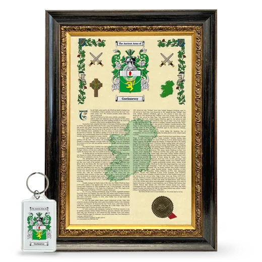 Gueinnessy Framed Armorial History and Keychain - Heirloom