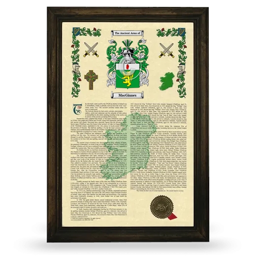 MacGinnes Armorial History Framed - Brown