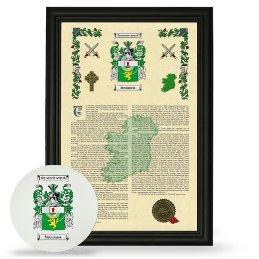McGuiness Framed Armorial History and Mouse Pad - Black