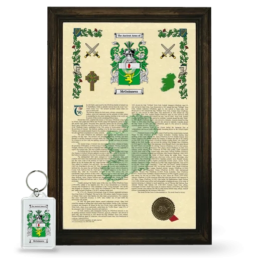 McGuinness Framed Armorial History and Keychain - Brown
