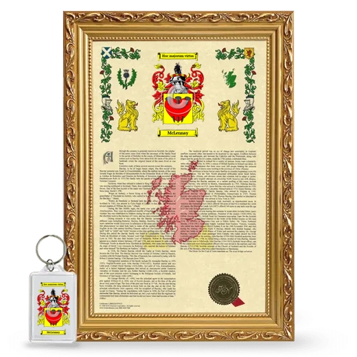 McLennay Framed Armorial History and Keychain - Gold